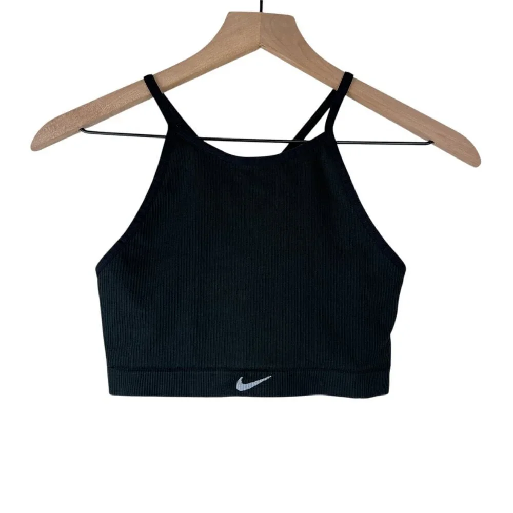 Nike Black Indy Seamless Ribbed Light Support Non Padded Sports Bra